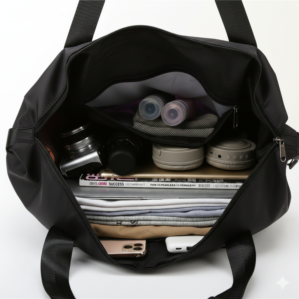 Mala Essencial Expansível • Preto Meia‑Noite