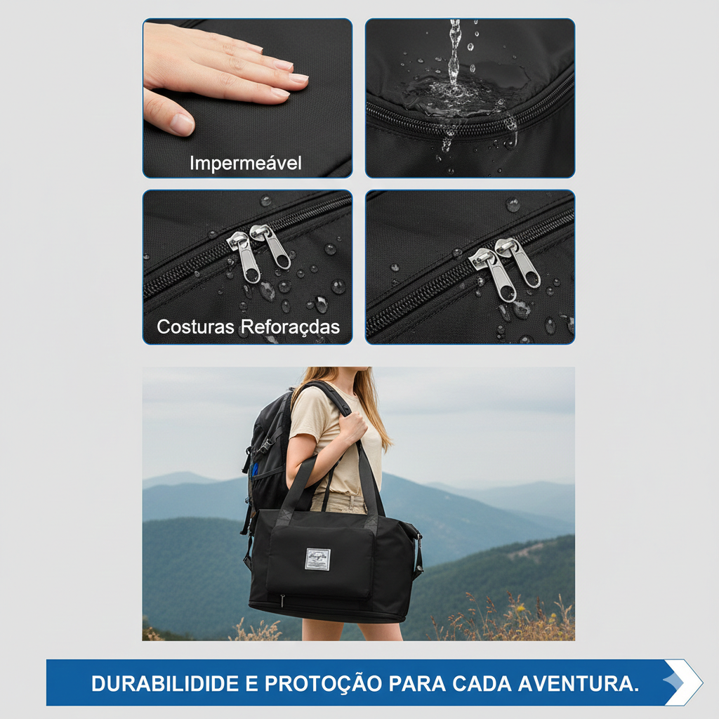 Mala Essencial Expansível • Preto Meia‑Noite