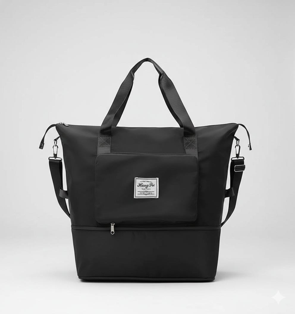 Mala Essencial Expansível • Preto Meia‑Noite